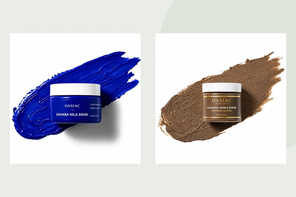 Masque OASIAC Sahara Nila, masque et gommage au rhassoul, emballage du produit Aker Fassi Blush
