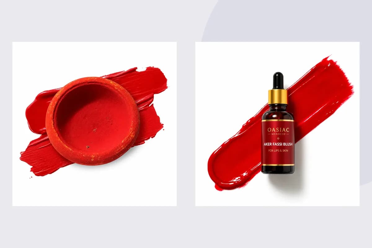 OASIAC Aker Fassi Clay Pot Lip Stain, Aker Fassi Blush produktemballage