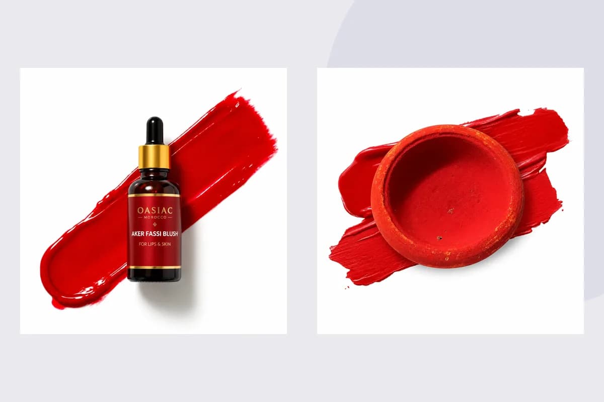 OASIAC Aker Fassi Blush, Aker Fassi Clay Pot Lip Stain product packaging