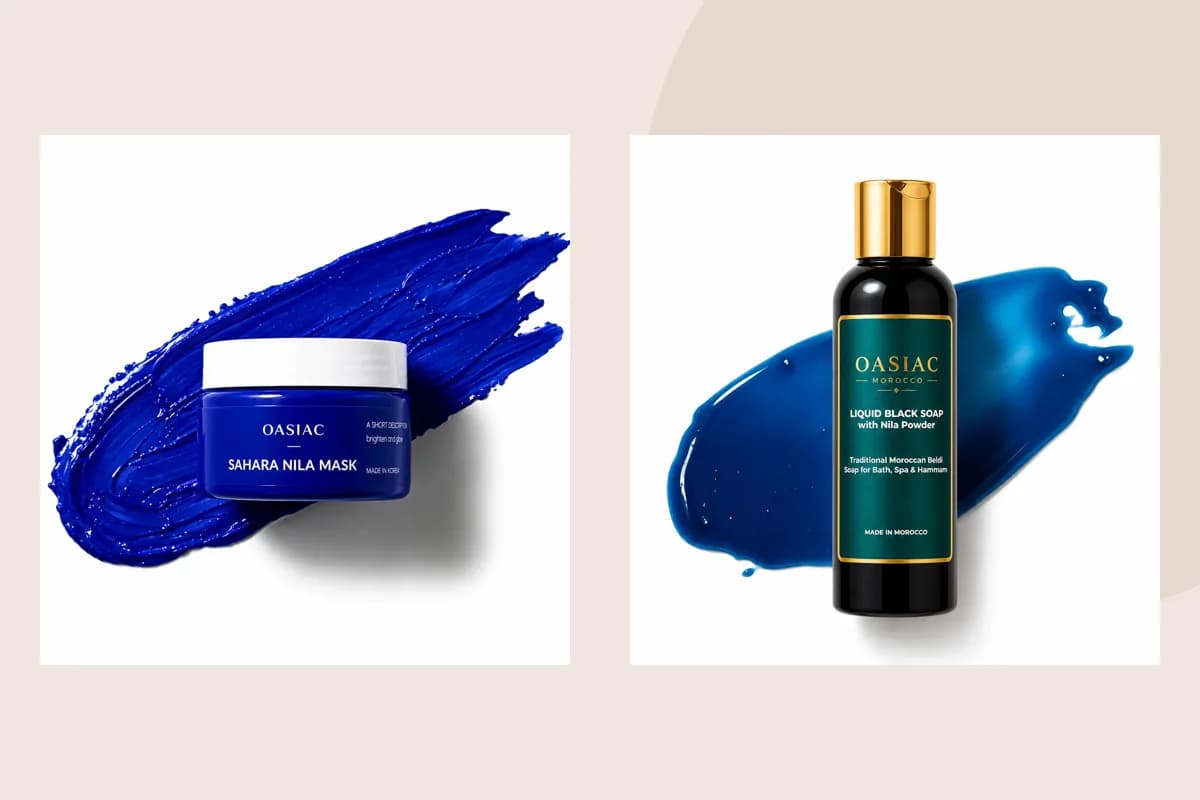OASIAC Sahara Nila Mask, Liquid Black Soap with Nila product packaging