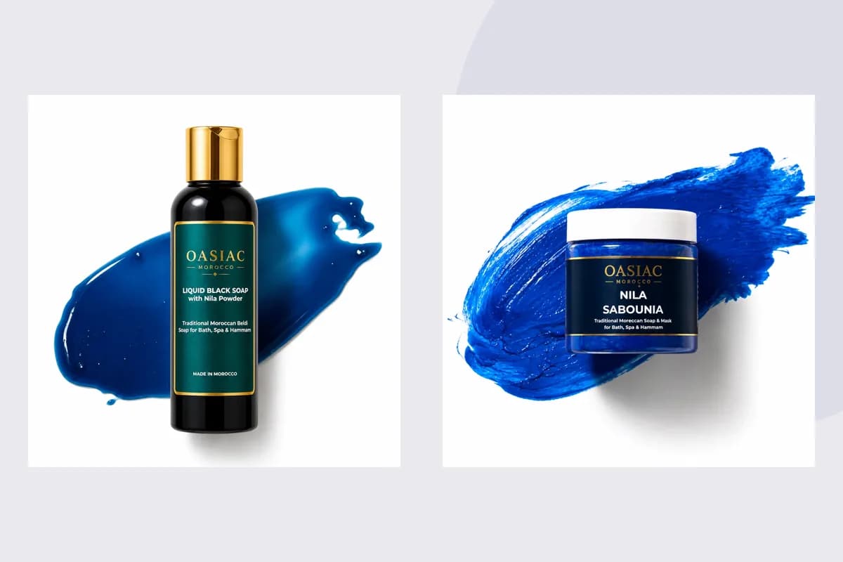 OASIAC Liquid Black Soap med Nila, Nila Soap produktemballage