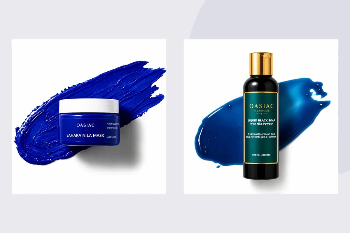 OASIAC Sahara Nila Mask, Liquid Black Soap with Nila product packaging
