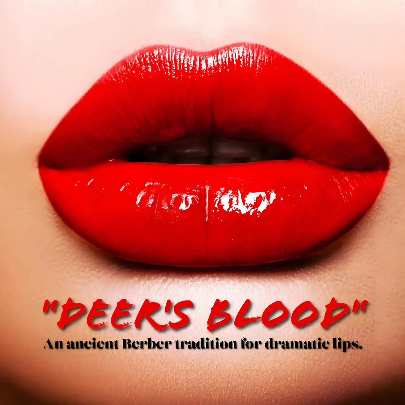 Aker Fassi glossy red lips makeup look