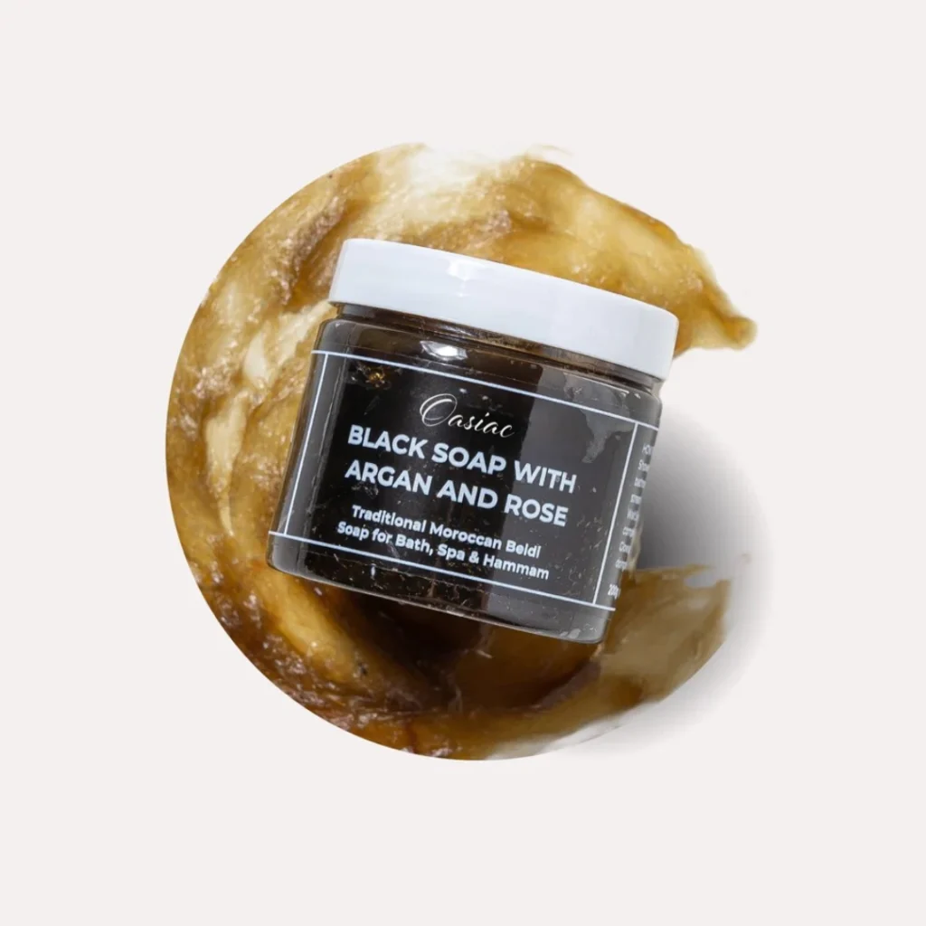 Traditional Moroccan black beldi soap for hammam skincare ritual