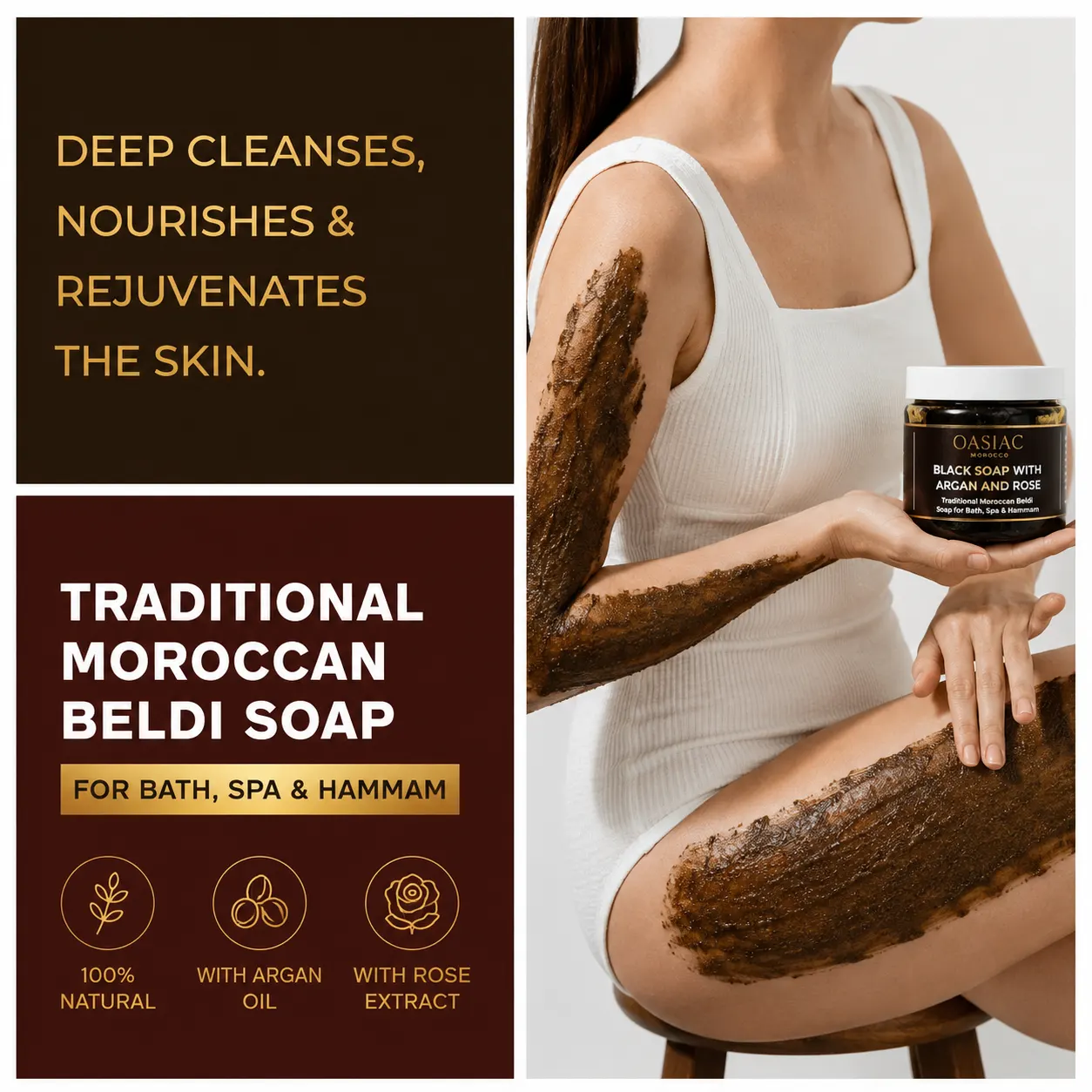 Powerful Moroccan Black Beldi Soap Ritual 200g - Image 3